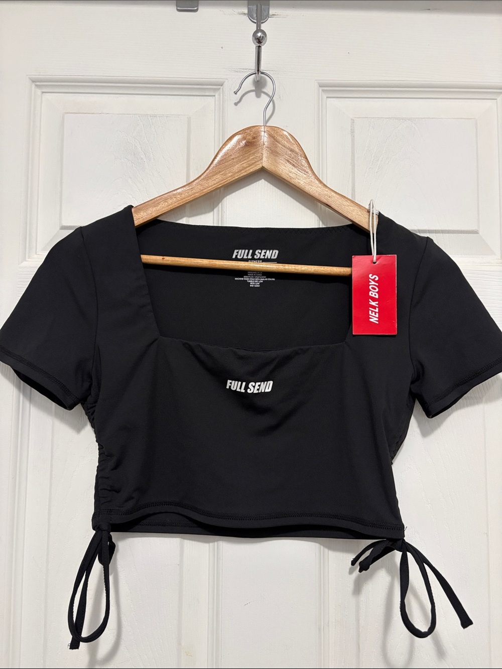 NWT Full Send Nelk Boys Black Square-Neck Crop Top